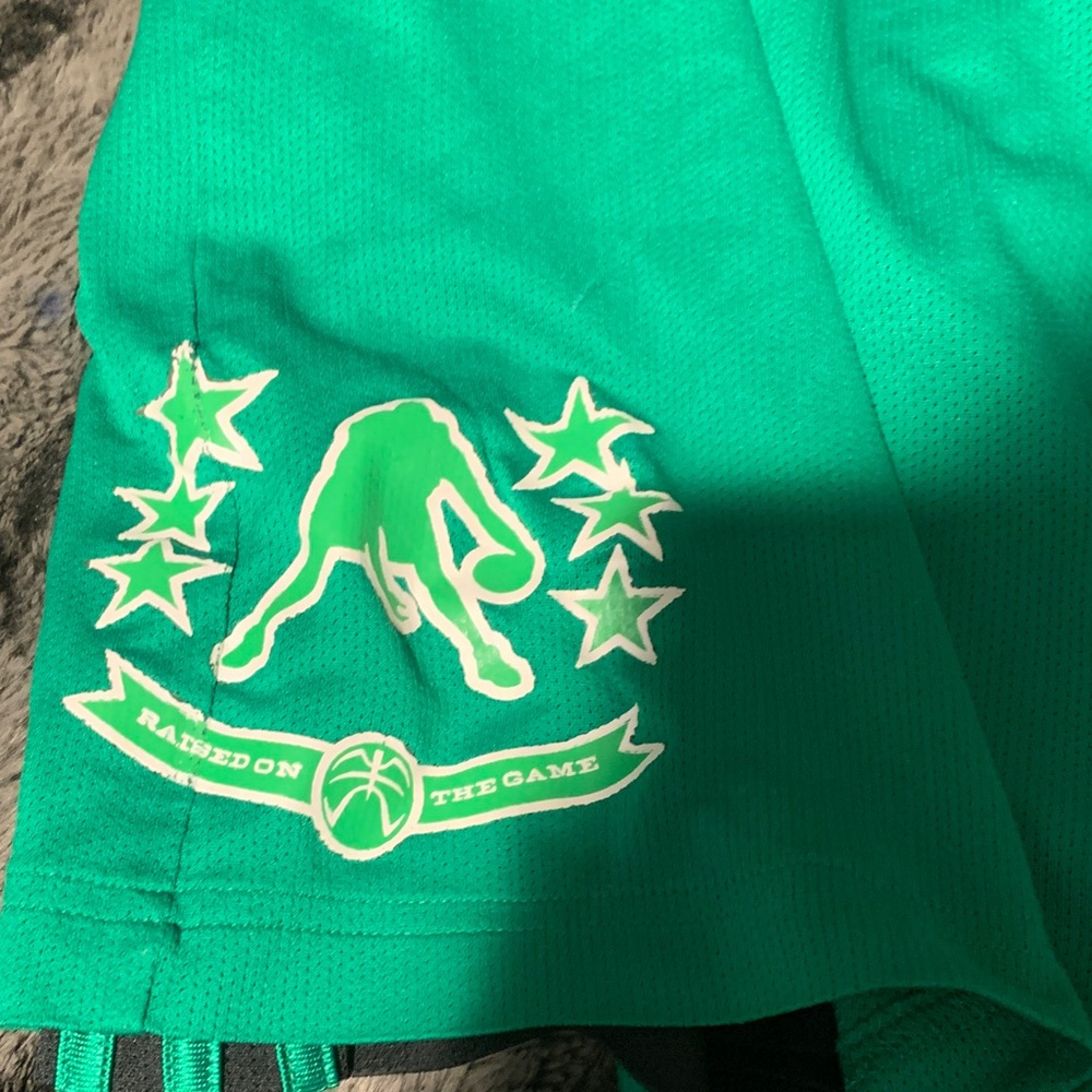 #356 Adidas Reversible Black Shorts with Green Trim - Picture 8 of 9